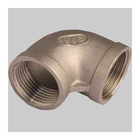RACCORDO GOMITO 90° FILETTATO F/F ACCIAIO INOX - 1/2