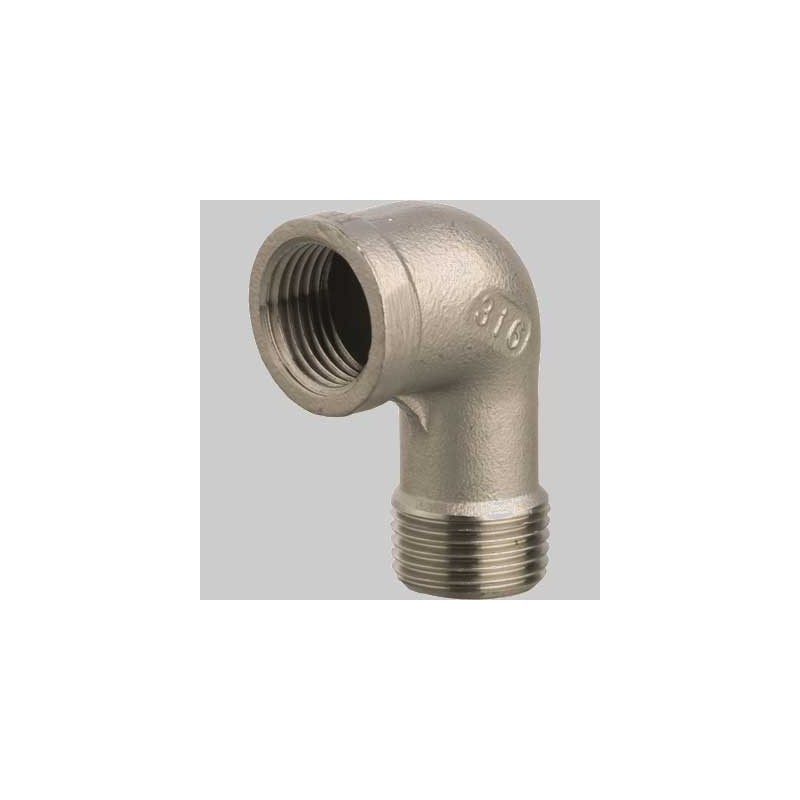 RACCORDO GOMITO A 90° FILETTATO M/F IN ACCIAIO INOX - 1/2