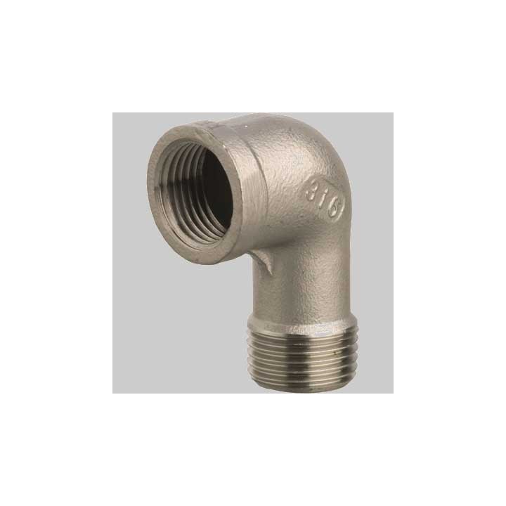 RACCORDO GOMITO A 90° FILETTATO M/F IN ACCIAIO INOX - 3/4
