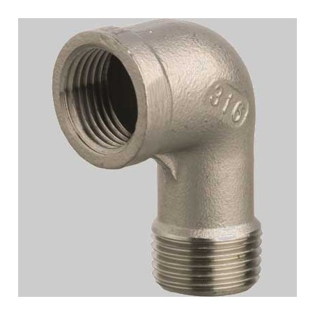 RACCORDO GOMITO A 90° FILETTATO M/F IN ACCIAIO INOX - 1"