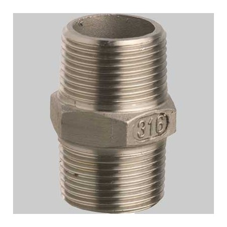 RACCORDO NIPLES DOPPIO IN ACCIAIO INOX - 1/2