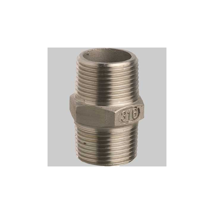 RACCORDO NIPLES DOPPIO IN ACCIAIO INOX - 3/4