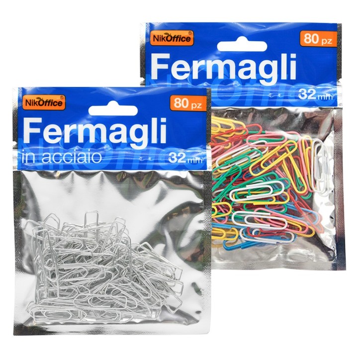 FERMAGLI PER CARTA metallo plastificato mm.32 - 80 pz