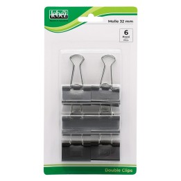 MOLLA FERMACARTE 'DOUBLE CLIP' mm 32 - pezzi 6