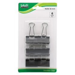 MOLLA FERMACARTE 'DOUBLE CLIP' mm 32 - pezzi 6