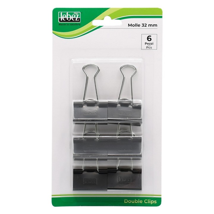 MOLLA FERMACARTE 'DOUBLE CLIP' mm 32 - pezzi 6