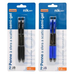 PENNA A SCATTO CON CLIP inchiostro blu - 2 pezzi