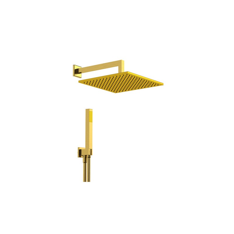KIT SOFFIONE DOCCIA QUADRO cm 30 x 30 Oro Spazzolato