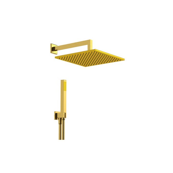 KIT SOFFIONE DOCCIA QUADRO cm 30 x 30 Oro Spazzolato