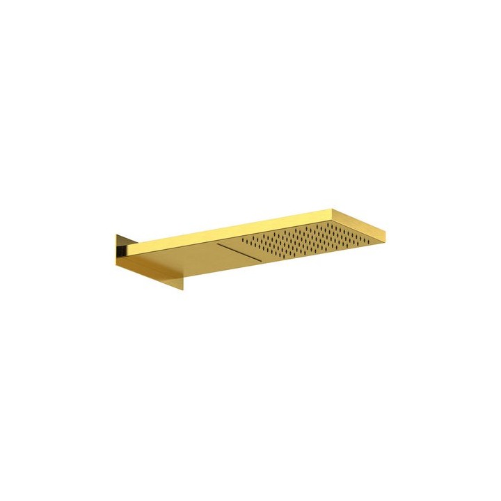 SOFFIONE DOCCIA A PARETE 2 GETTI PIOGGIA E CASCATA RETTANGOLARE mm 500x200x30