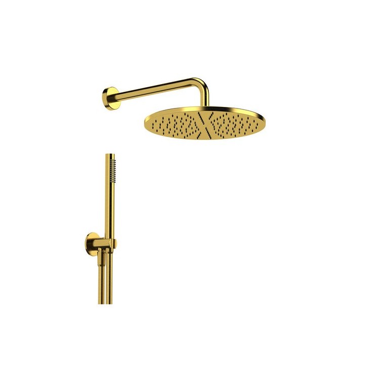 KIT SOFFIONE DOCCIA TONDO cm 30 Oro Spazzolato