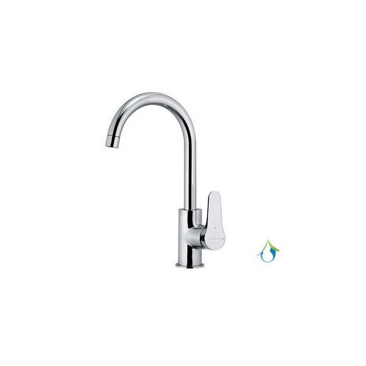 MISCELATORE MONOCOMANDO LAVELLO CANNA ALTA GIREVOLE LINEA SURF ECO Cromo