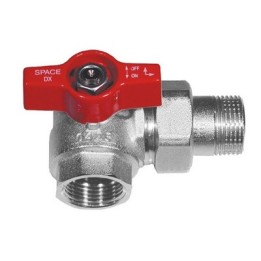 VALVOLA A SFERA SQUADRA PER COLLETTORI MANIGLIA ROSSA 1" sx DN 25 PN 40