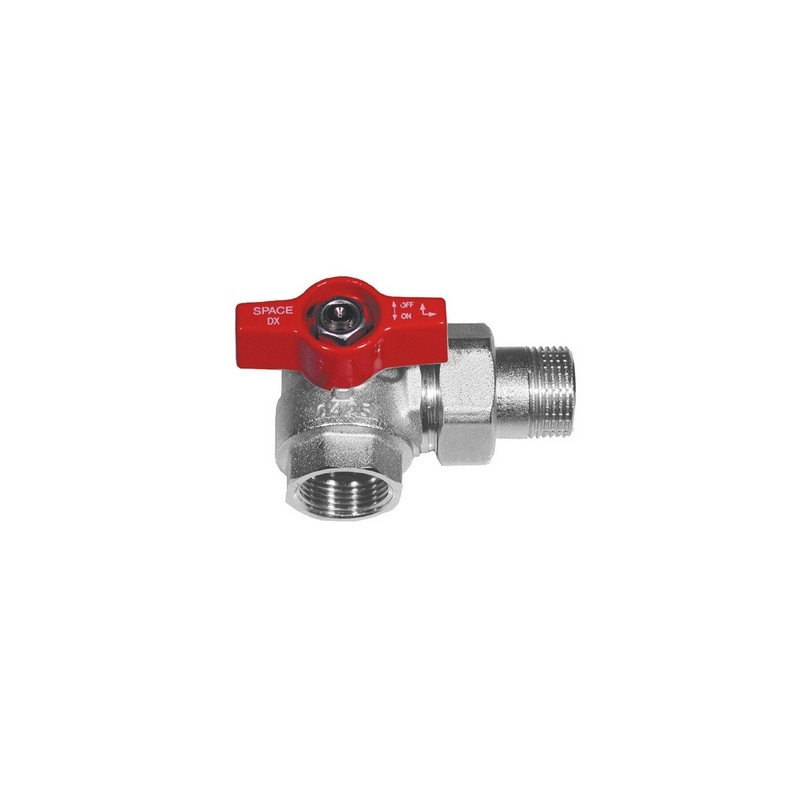 VALVOLA A SFERA SQUADRA PER COLLETTORI MANIGLIA ROSSA 1" sx DN 25 PN 40