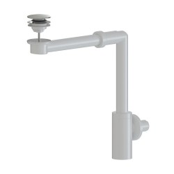 SIFONE SALVASPAZIO PER LAVABO IN ABS CON PILETTA CLICK CLACK MINIMAL D. 32 Bianco Lucido