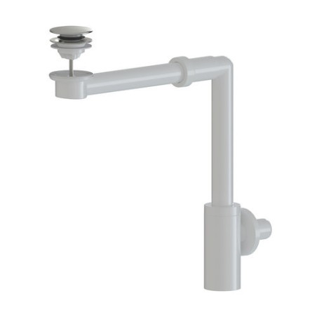 SIFONE SALVASPAZIO PER LAVABO IN ABS CON PILETTA CLICK CLACK MINIMAL D. 32 Bianco Lucido