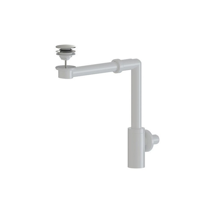 SIFONE SALVASPAZIO PER LAVABO IN ABS CON PILETTA CLICK CLACK MINIMAL D. 32 Bianco Lucido