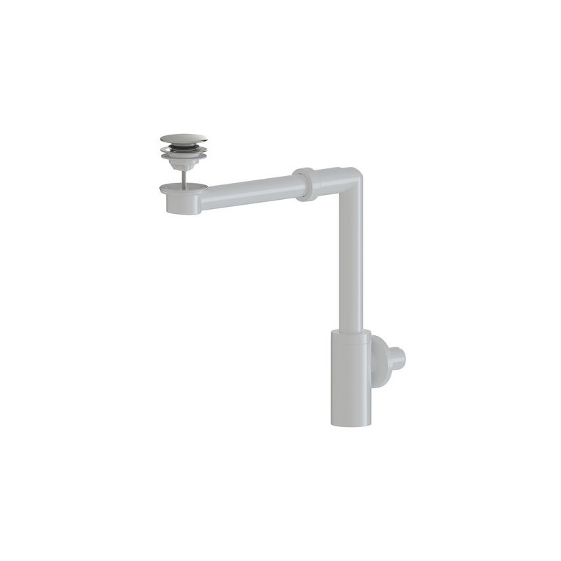 SIFONE SALVASPAZIO PER LAVABO IN ABS CON PILETTA CLICK CLACK MINIMAL D. 32 Bianco Opaco