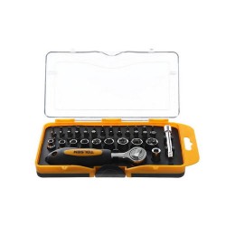 SET 30PZ CRICCHETTO DA 1/4" CON BUSSOLE E INSERTI MISTI -