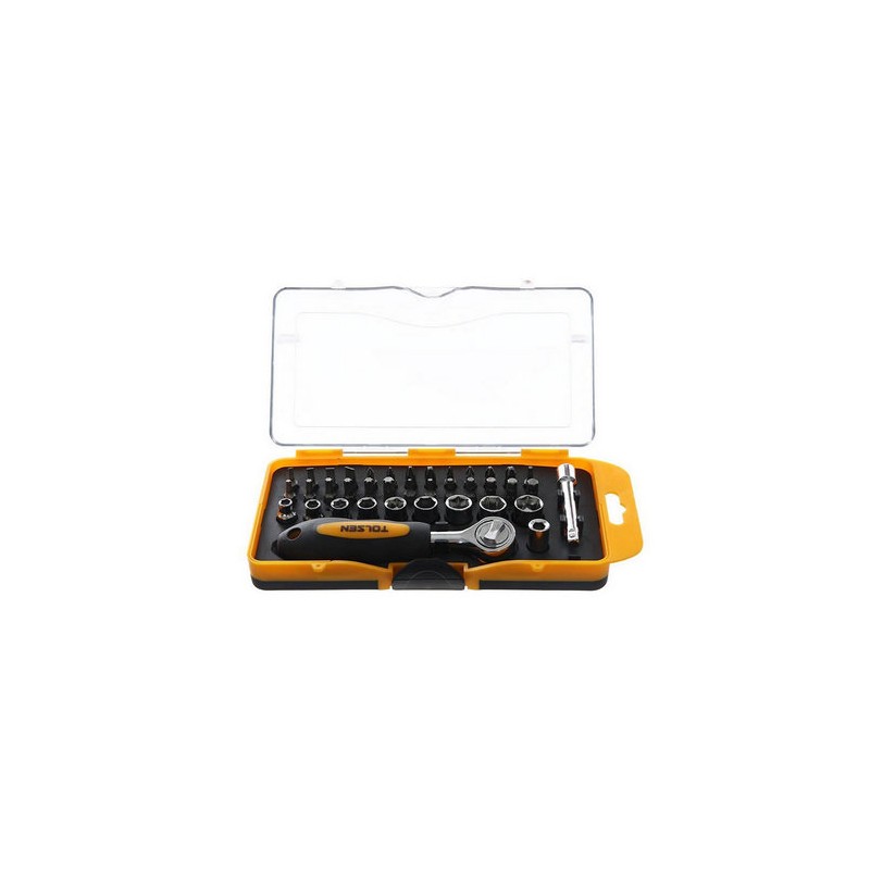 SET 30PZ CRICCHETTO DA 1/4" CON BUSSOLE E INSERTI MISTI -