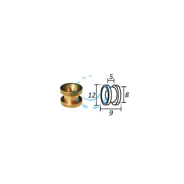 PASSAFILO IN OTTONE PER TESTINE CON SEDE - ø mm.9, ø esterno mm.12