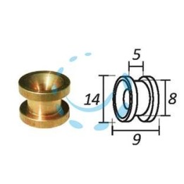 PASSAFILO IN OTTONE PER TESTINE CON SEDE - ø mm.9, ø esterno mm.14