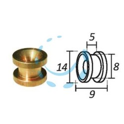 PASSAFILO IN OTTONE PER TESTINE CON SEDE - ø mm.9, ø esterno mm.14