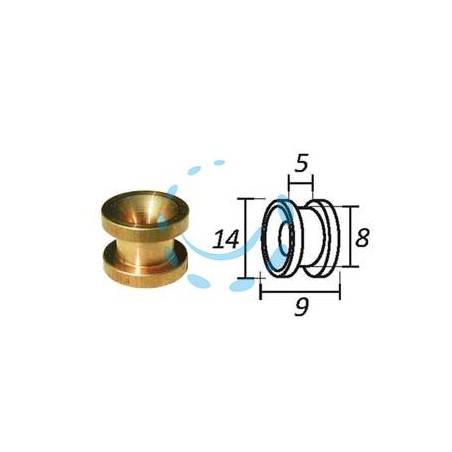 PASSAFILO IN OTTONE PER TESTINE CON SEDE - ø mm.9, ø esterno mm.14