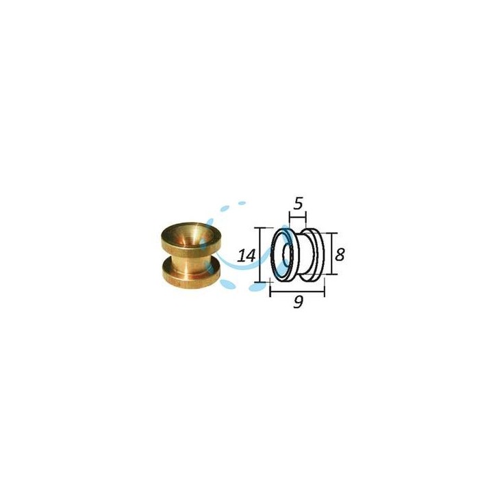 PASSAFILO IN OTTONE PER TESTINE CON SEDE - ø mm.9, ø esterno mm.14