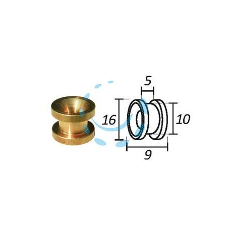 PASSAFILO IN OTTONE PER TESTINE CON SEDE - ø mm.9, ø esterno mm.16