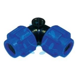 RACCORDO A COMPRESSIONE GOMITO A 3 VIE PER POP-UP FILETTATO F PN16 - ø mm.32x32x F 3/4