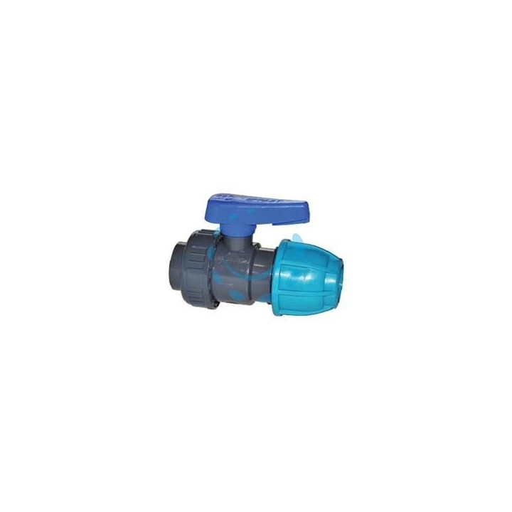 RACCORDO A COMPRESSIONE VALVOLA SFERA FEMMINA POLIPROPILENE - F 20x1/2"