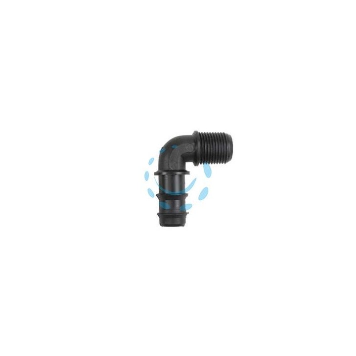 RACCORDO PORTAGOMMA GOMITO 90° FILETTATO MASCHIO IN POLIPROPILENE - ø mm.16xM 1/2" 