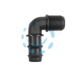 RACCORDO PORTAGOMMA GOMITO 90° FILETTATO MASCHIO IN POLIPROPILENE - ø mm.20xM 1/2" 