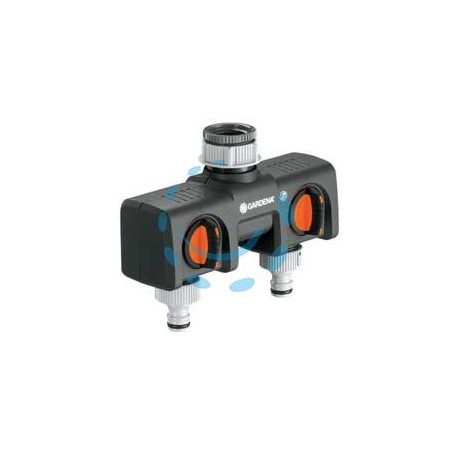 PRESA RUBINETTO A 2 VIE CON INNESTI RAPIDI - per rubinetti da 3/4"-1" in blister (8193-20)
