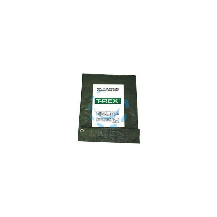 TELO OCCHIELLATO BORDATO CON ANGOLI RINFORZATI 150 GR. MEDIO - mt.4x4 - gr.150 al mq. - colore verde/blu