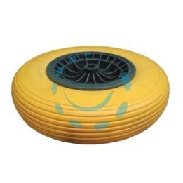 RUOTA PER CARRIOLA PU PIENA CON CUSCINETTI - perno mm.20x130, interasse mm.80