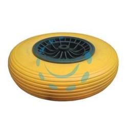 RUOTA PER CARRIOLA PU PIENA CON CUSCINETTI - perno mm.20x130, interasse mm.80