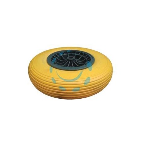 RUOTA PER CARRIOLA PU PIENA CON CUSCINETTI - perno mm.20x130, interasse mm.80