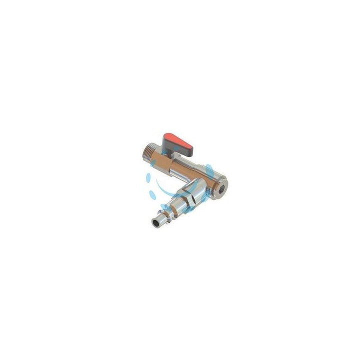 RUBINETTO GIREVOLE A LEVA AIRI-R1 PER ASTA BACCHIATORE - attacco 1/4'', kg.0,12