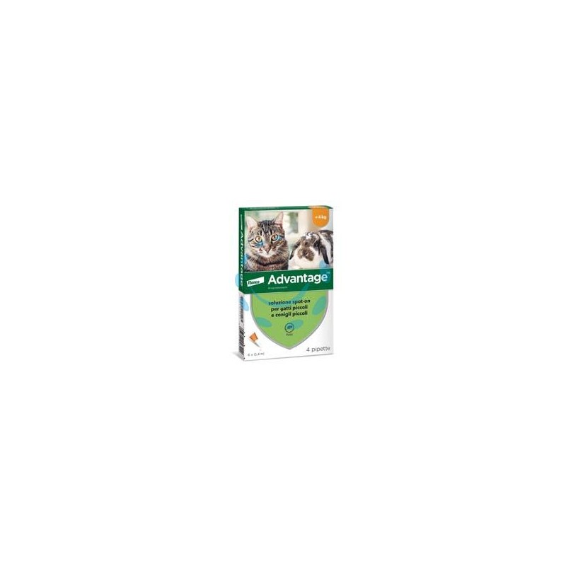 ANTIPARASSITARIO "ADVANTAGE" PER GATTI E CONIGLI FINO A KG.4 - in conf. da 4 pipette SPOT-ON
