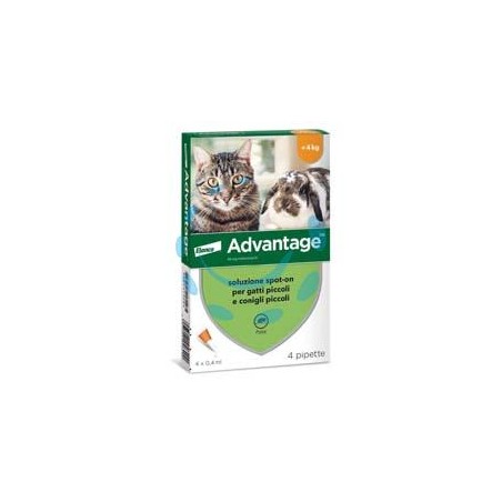 ANTIPARASSITARIO "ADVANTAGE" PER GATTI E CONIGLI FINO A KG.4 - in conf. da 4 pipette SPOT-ON