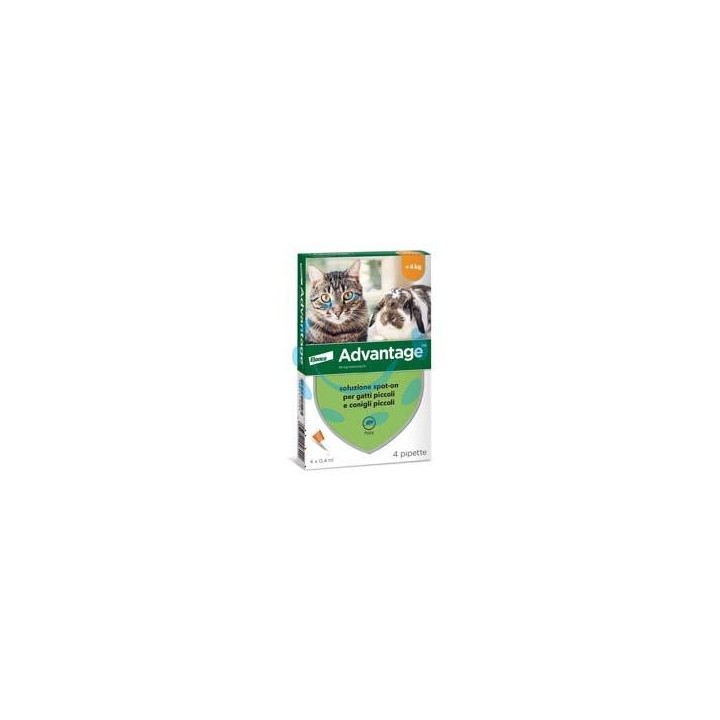 ANTIPARASSITARIO "ADVANTAGE" PER GATTI E CONIGLI FINO A KG.4 - in conf. da 4 pipette SPOT-ON