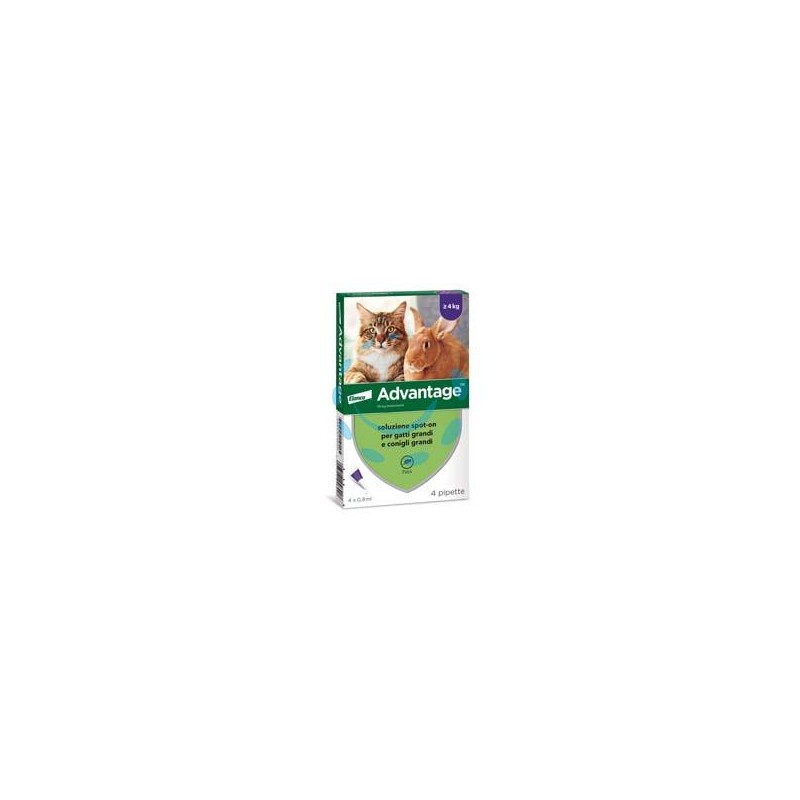 ANTIPARASSITARIO "ADVANTAGE" PER GATTI E CONIGLI OLTRE KG.4 - in conf. da 4 pipette SPOT-ON