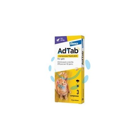 ADTAB COMPRESSE MASTICABILI PER GATTI KG.0,5-2 - 3 compresse da mg.12 di lotilaner