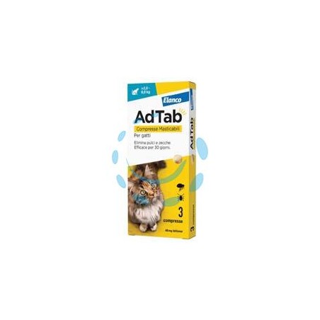 ADTAB COMPRESSE MASTICABILI PER GATTI KG.2-8 - 3 compresse da mg.48 di lotilaner