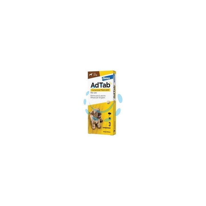 ADTAB COMPRESSE MASTICABILI PER CANI KG.1,3-2,5 - 3 compresse da mg.56,25 di lotilaner