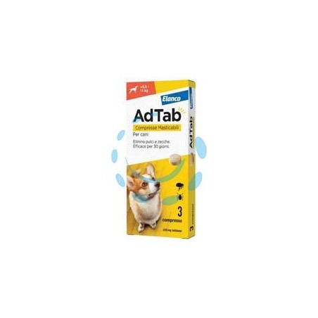 ADTAB COMPRESSE MASTICABILI PER CANI KG.5,5-11 - 3 compresse da mg.225 di lotilaner