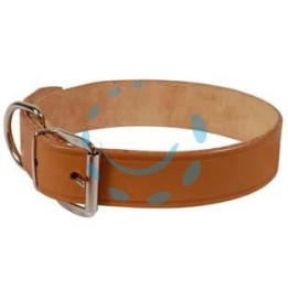 COLLARE PER CANI CUOIO EXTRA NATURALE CON FINTA CUCITURA - cm.65x4 cuoio naturale