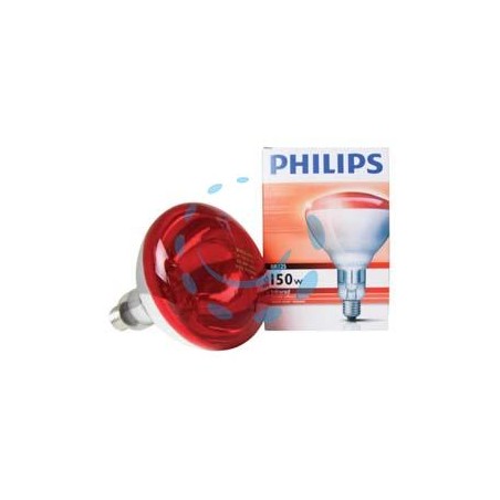 LAMPADA RISCALDANTE PHILIPS A RAGGI INFRAROSSI IN VETRO DURO - IR R125 240V E27 - 150W